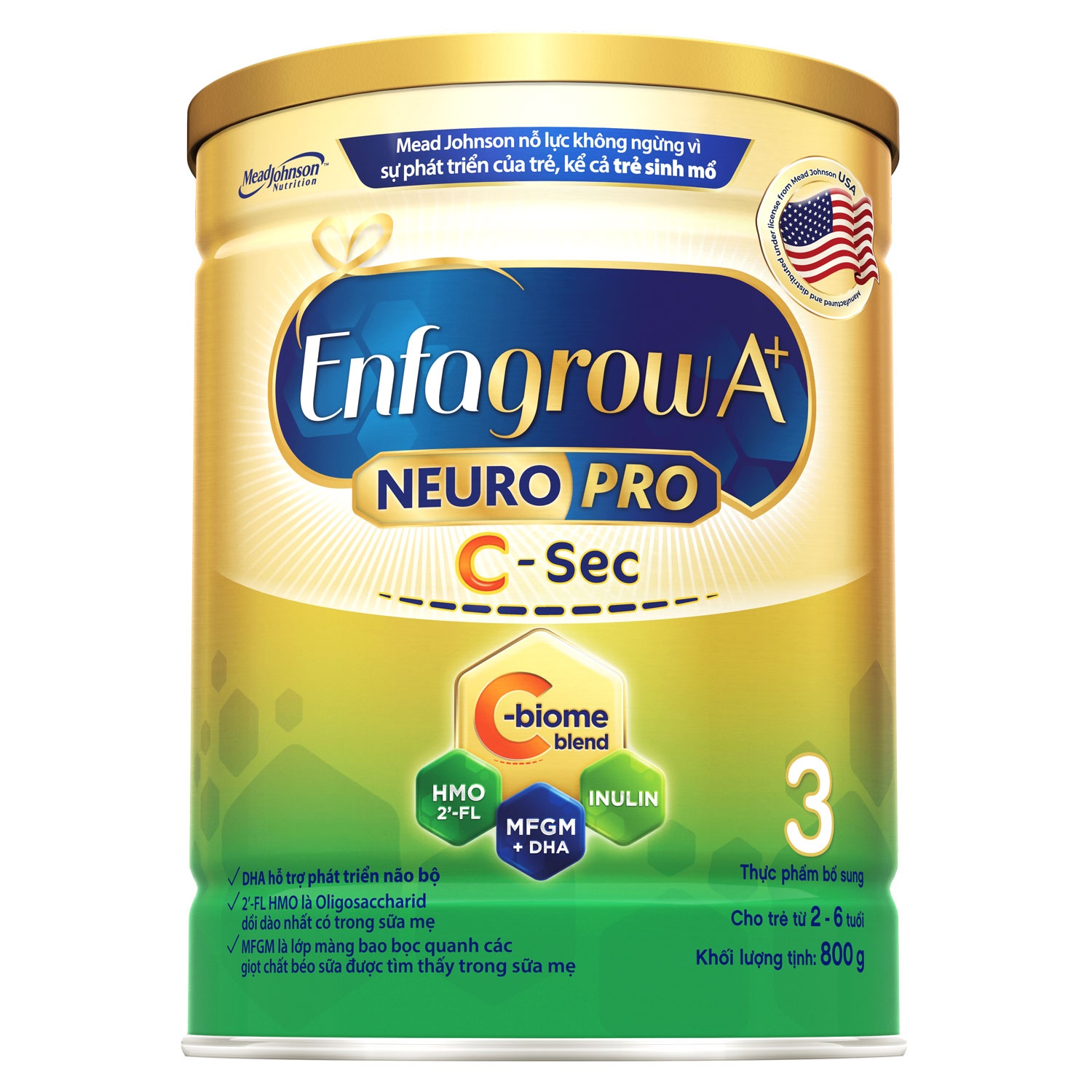 Sữa Enfagrow A+ NeuroPro 3 C-Sec (800g) cho bé từ 2-6 tuổi