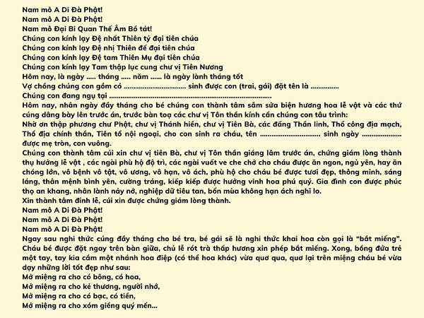 Mâm cúng đầy tháng