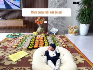 Mâm cúng thôi nôi bé gái