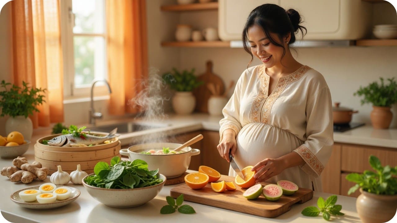 Chế độ dinh dưỡng giúp mẹ bầu tăng đề kháng trong mùa nồm