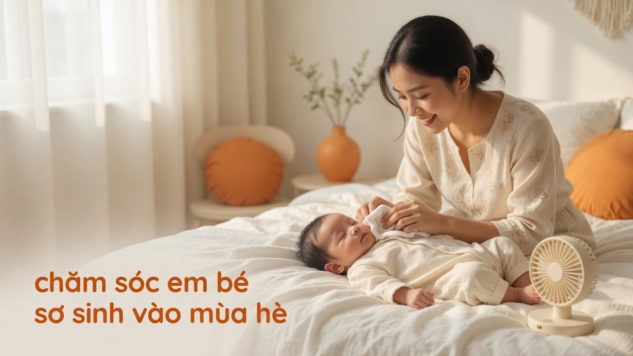 6 cách chăm sóc em bé sơ sinh vào mùa hè giúp bé mát mẻ, khỏe mạnh