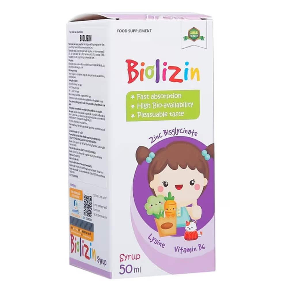 Chi tiết chai siro Kẽm Hữu Cơ Biolizin Cho Bé 50ml nhập khẩu Ý kèm cốc đong chia vạch