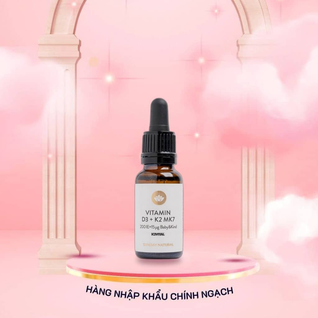 Vitamin D3 K2 MK7 Sunday Natural 20ml (Đức) - Bổ Sung D3 K2 Hữu Cơ Thuần Chay Cho Bé